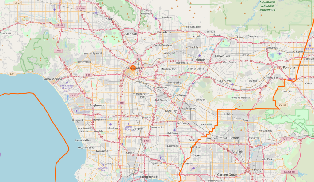 Map of major highways in LA. Driving conditions can affect your mileage and the price of car insurance in Los Angeles.