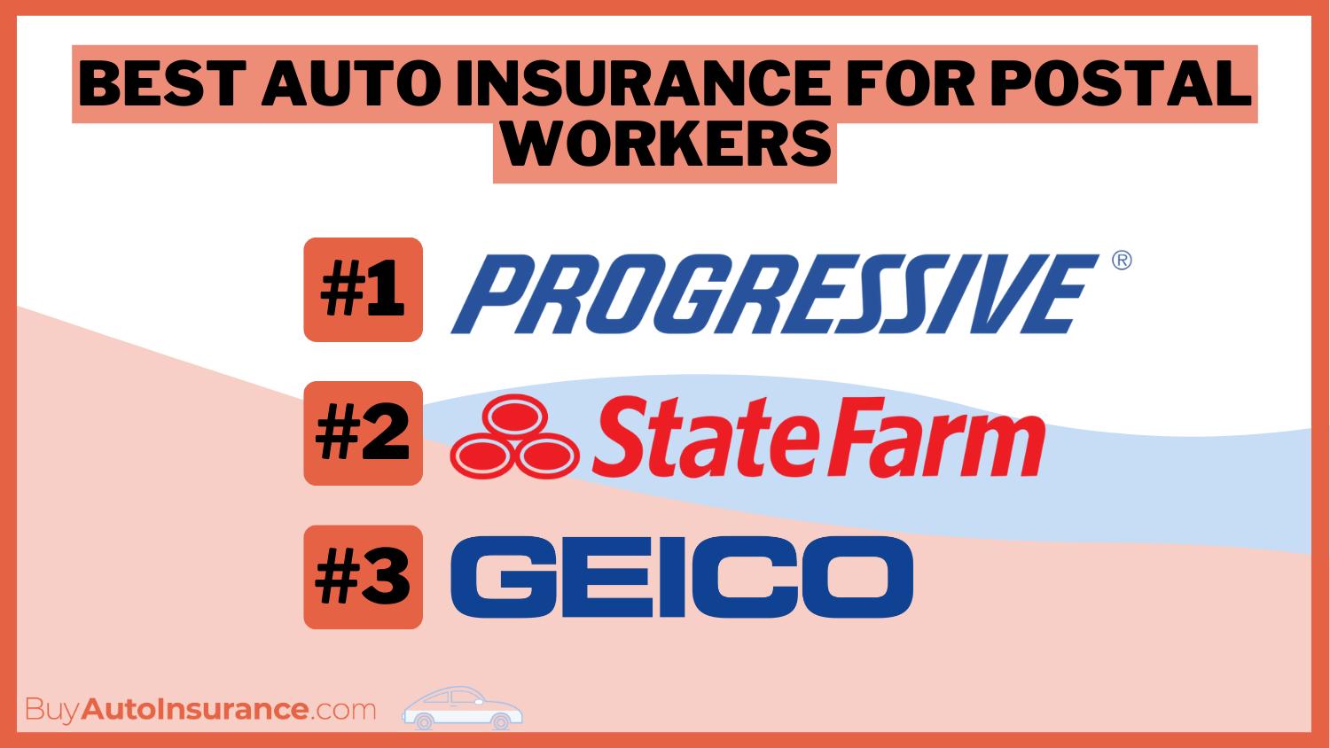 best auto insurance for postal workers: Progressive, State Farm, Geico