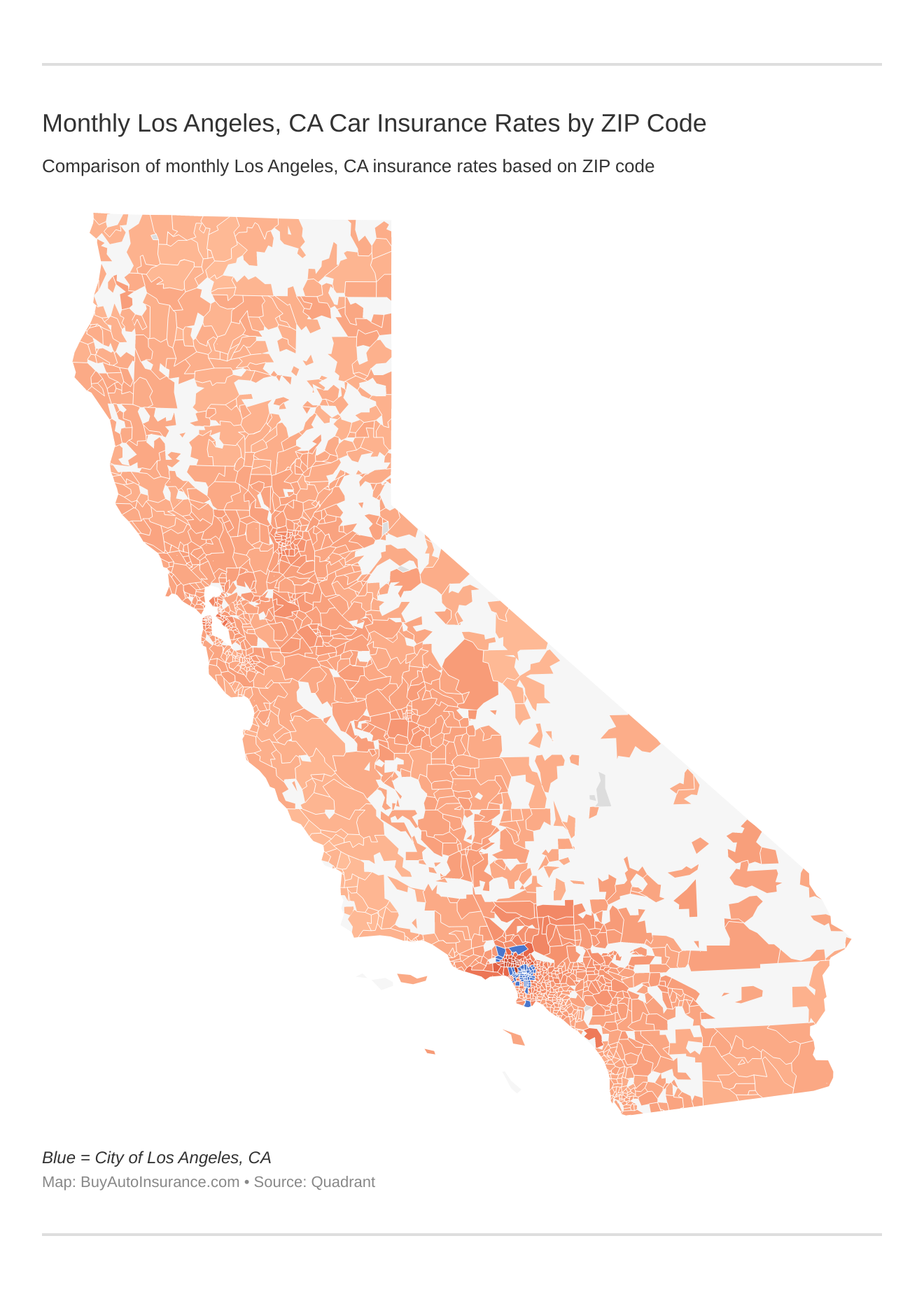 Monthly Los Angeles, CA Car Insurance Rates by ZIP Code