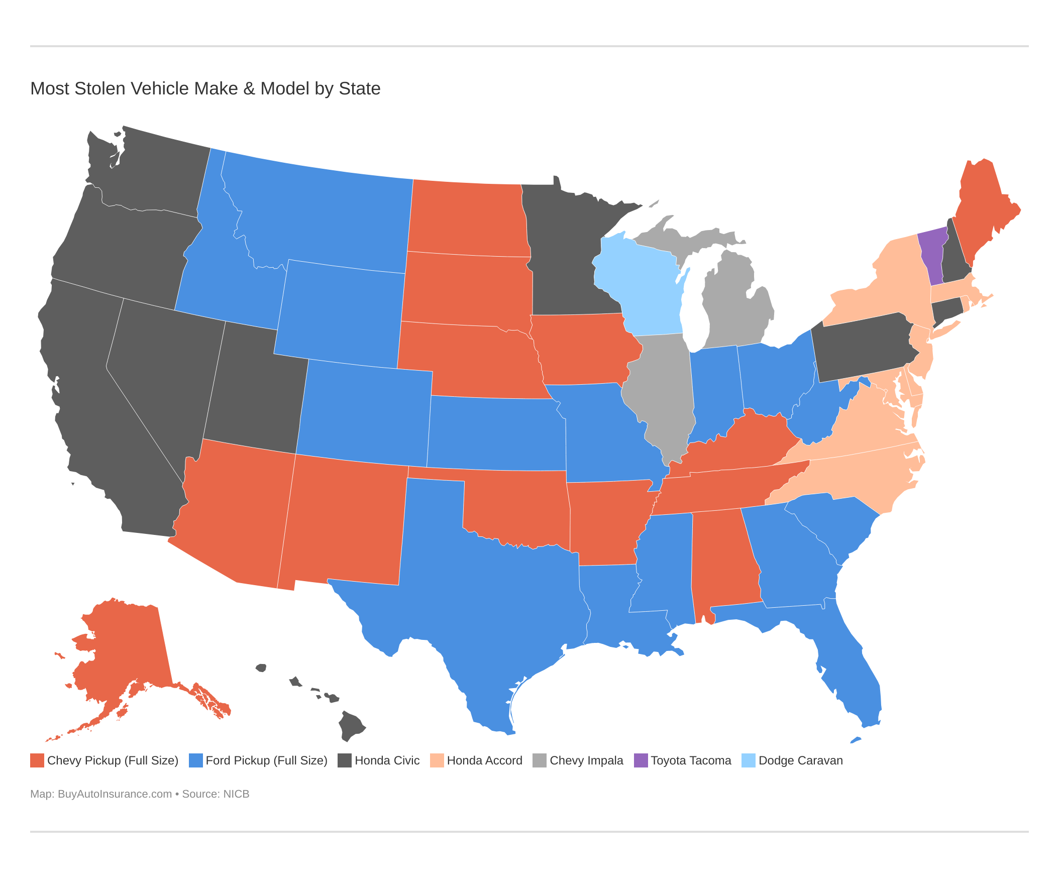 Most Stolen Vehicle Make & Model by State